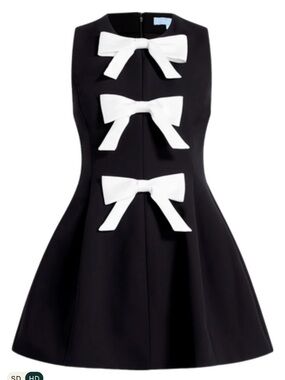 NEVER WORN Hill House Blythe Black Dress with White Bow Accents